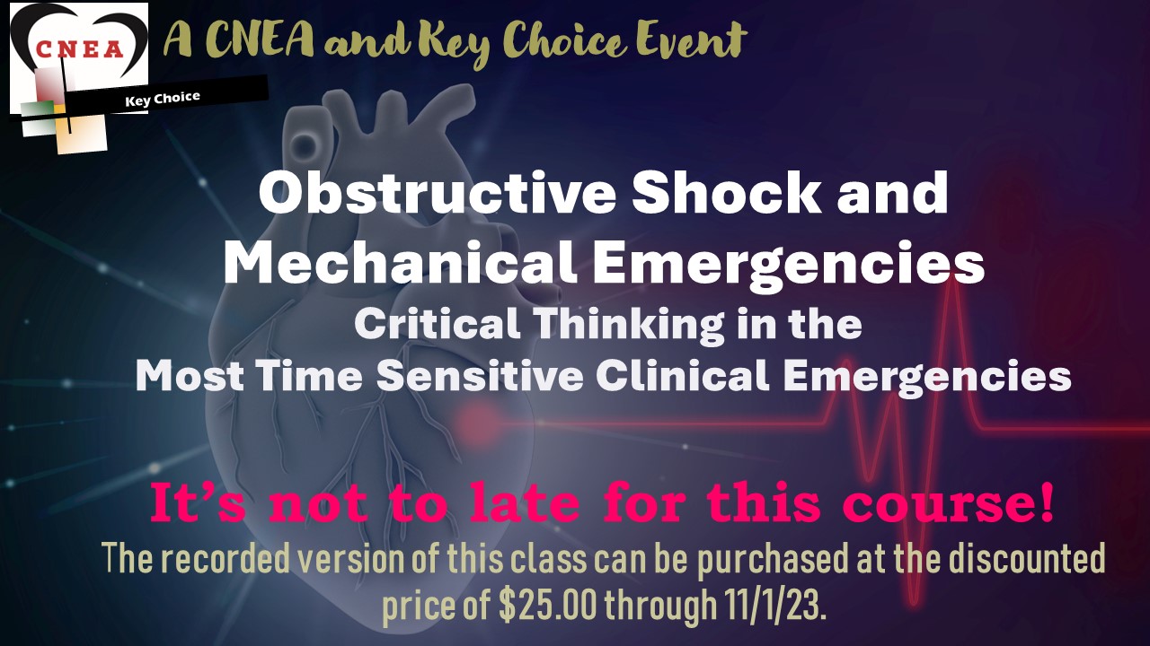 Obstructive Shock and Mechanical Emergencies Webinar: Recorded Version Only