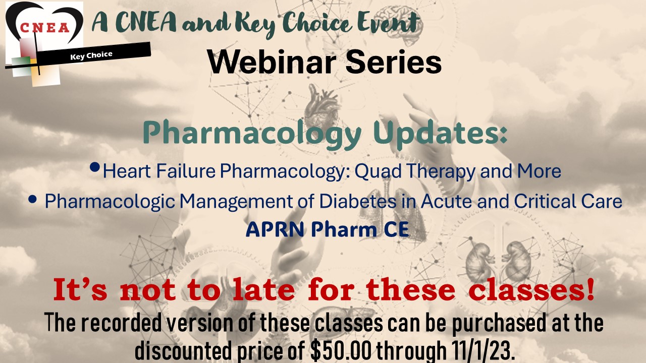 Pharmacology Webinar Series: Recorded Version Only